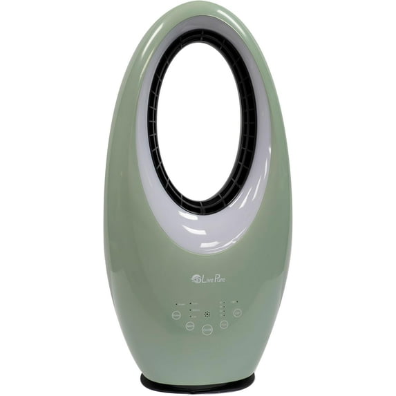 LivePure Bladeless Oscillating Fan w/Filter. 3-Speed Adjustment, Touch Control, Quiet Cooling Fan. Stand Up Fan for Bedroom, Office, Kitchen. Black