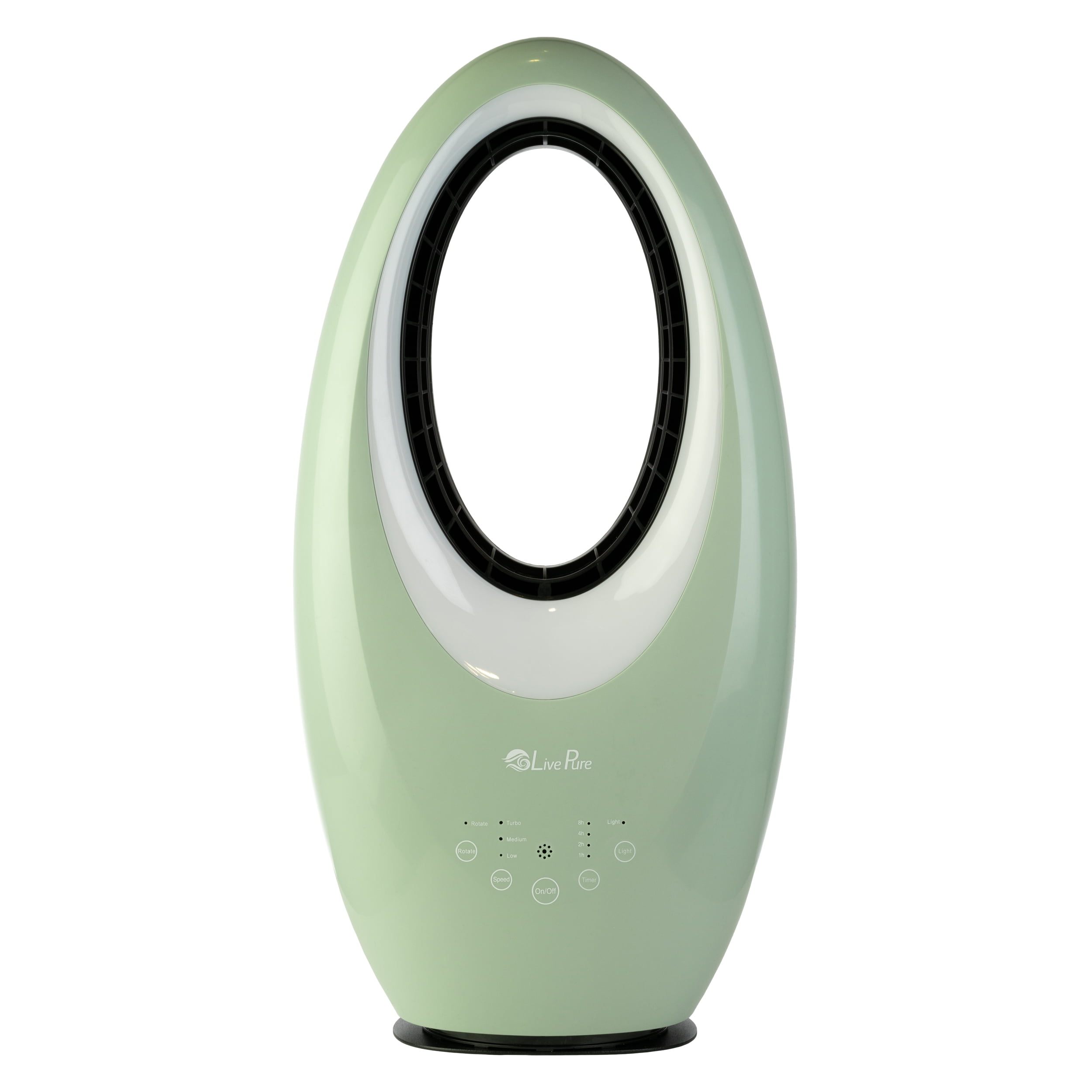 LivePure Bladeless Oscillating Fan w/Filter and Aroma Tray. 3-Speed Adjustment, Touch Control, Quiet Cooling, Stand Up Fan for Bedroom, Office, Kitchen, Sage