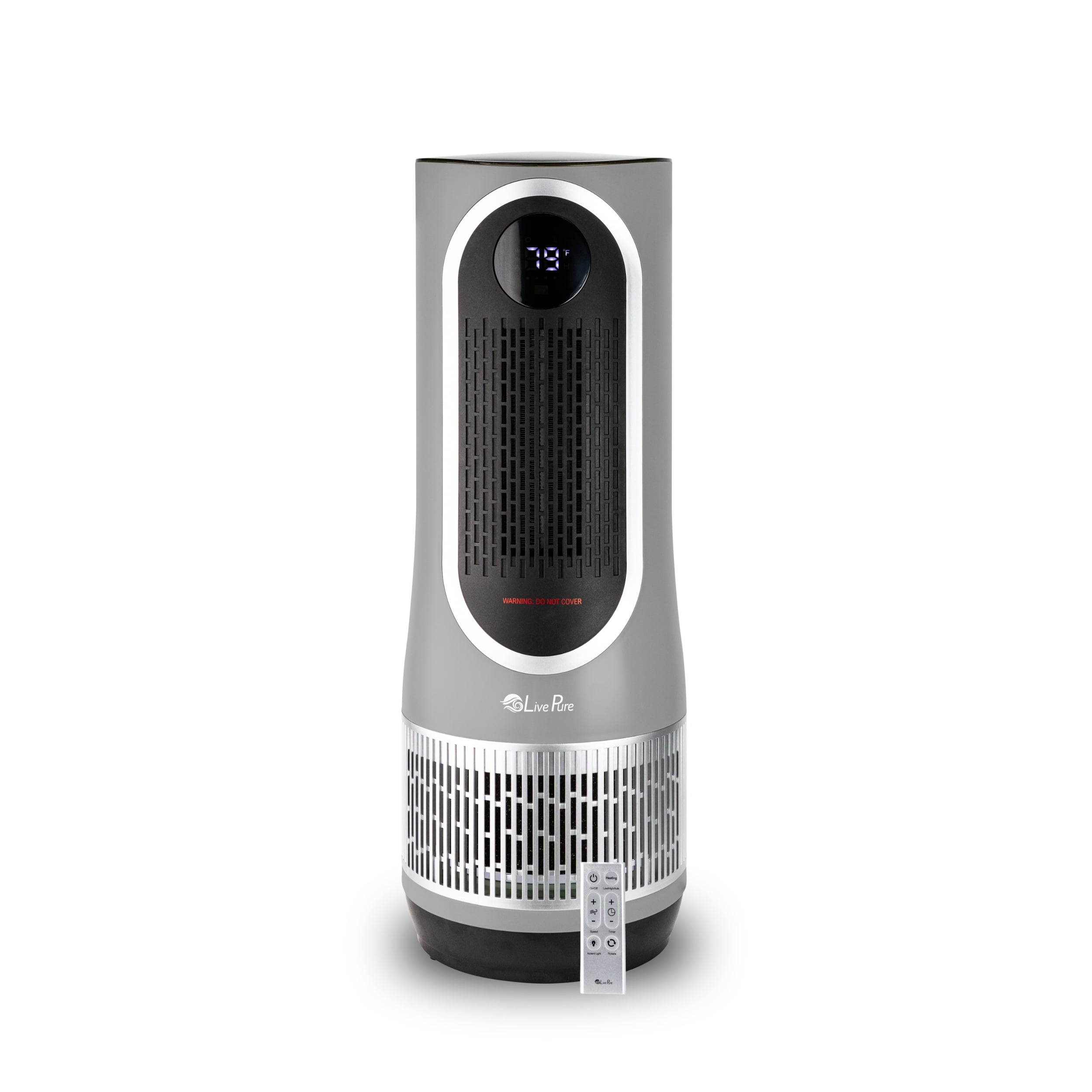 LivePure HEPA Air Purifier and Space Heater Combo, Powerful 3‑in‑1 Clean Heat System with True HEPA Filtration, Dual Heat Modes, All‑Season Air Cleaning, and 60° Rotation Oscillation, Graphite