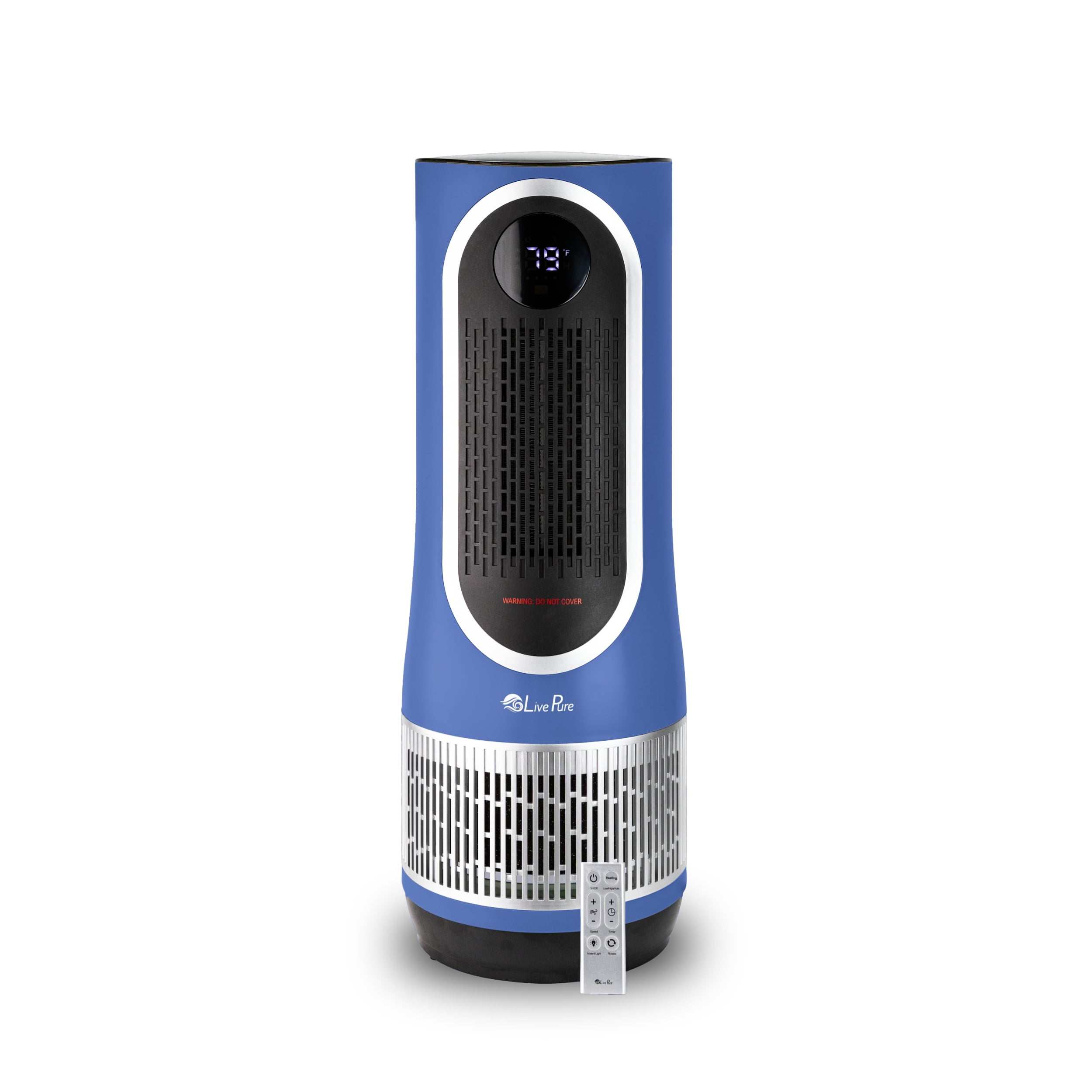 LivePure HEPA Air Purifier and Space Heater Combo, Powerful 3‑in‑1 Clean Heat System with True HEPA Filtration, Dual Heat Modes, All‑Season Air Cleaning, and 60° Rotation Oscillation, Black