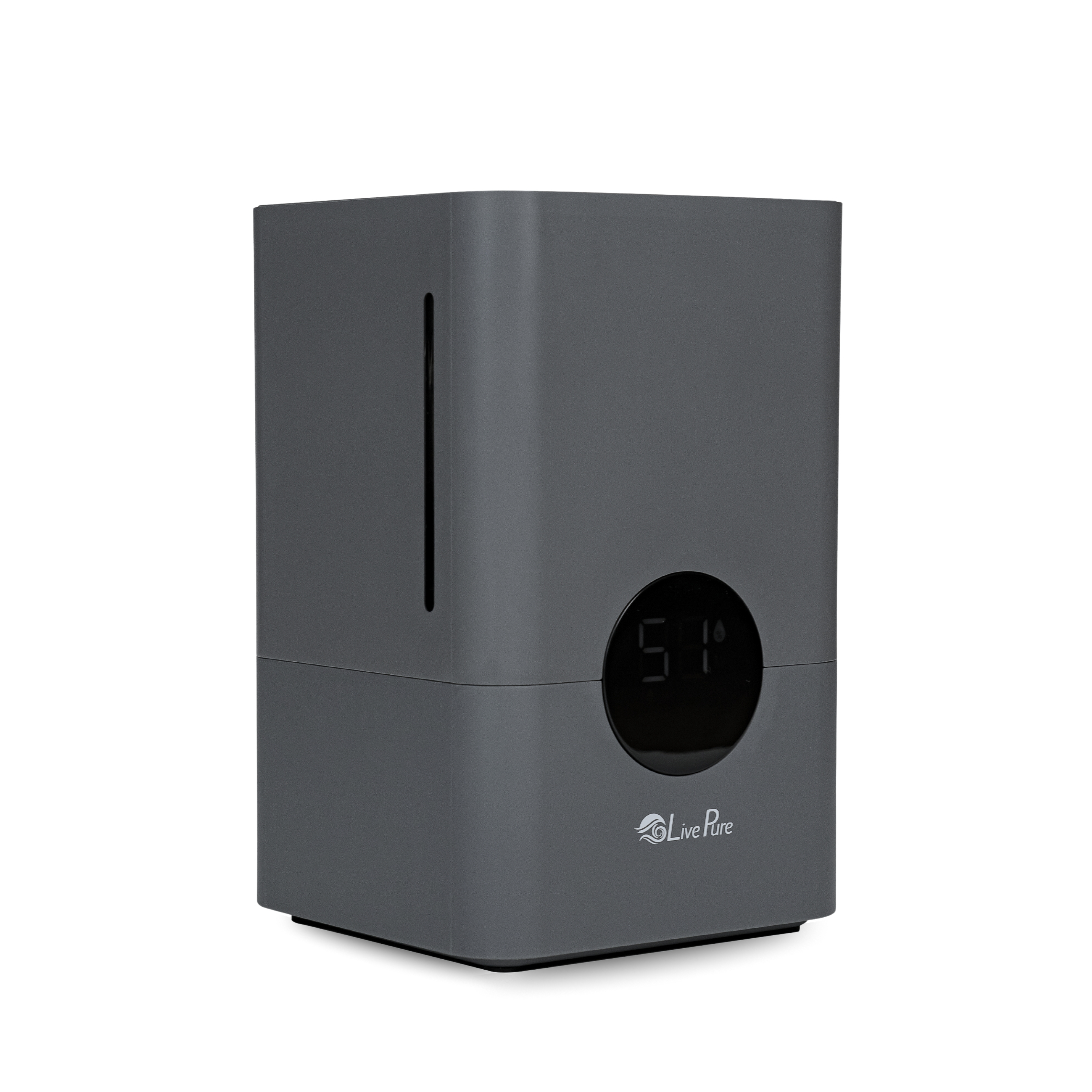 LivePure 1.2 L (.3 Gallon) Ultrasonic Cool Mist Top Fill Digital Humidifier with LED Display Screen, Graphite
