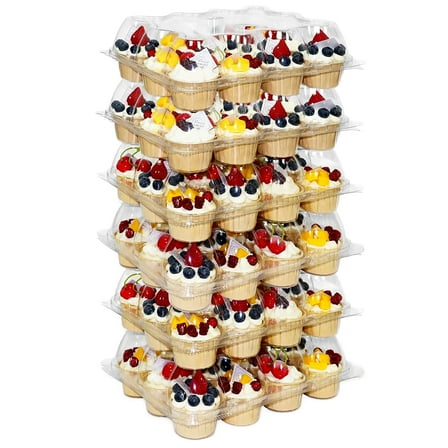 Livease Stackable Cupcake Carrier Holders, 12 Count Cupcake Containers, 6Pack Clear Cupcake Boxes