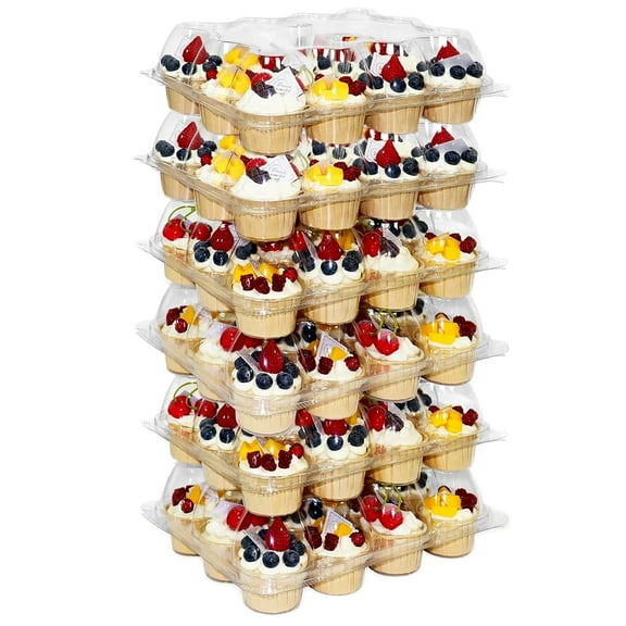 Livease Stackable Cupcake Carrier Holders, 12 Count Cupcake Containers, 6Pack Clear Cupcake Boxes