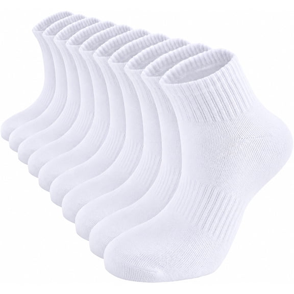 Livease White Ankle Socks for Womens, Cotton Athletic Mini Crew Socks, 6 Pairs, Size 9-11