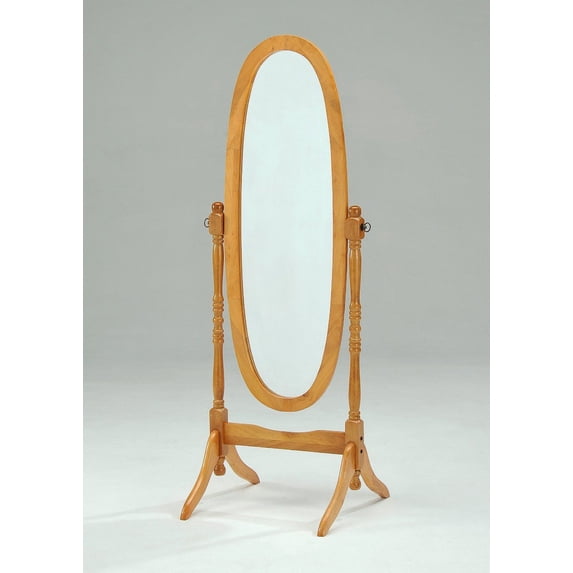 Liveasy Swivel Adjustable Full-Length Oval Wood Cheval Floor Mirror in Oak