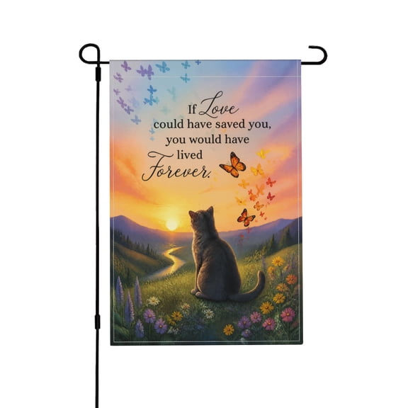 Lived Forever' Cat Loss Memorial Garden Flag For Yard Remembrance 12x18 in