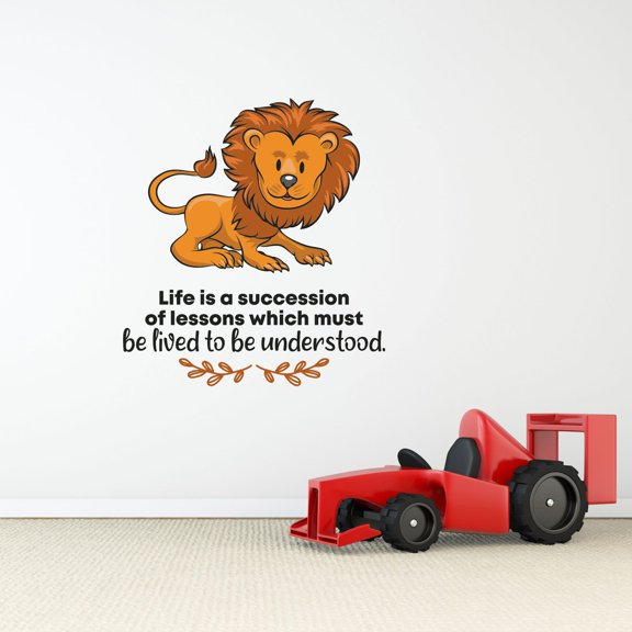 Be Lived Lion Animal Life Quote Cartoon Quotes Decors Wall Sticker Art Design Decal for Girls Boys Kids Room Bedroom Nursery Kindergarten Home Decor Stickers Wall Art Vinyl Decoration (30x30 inch)
