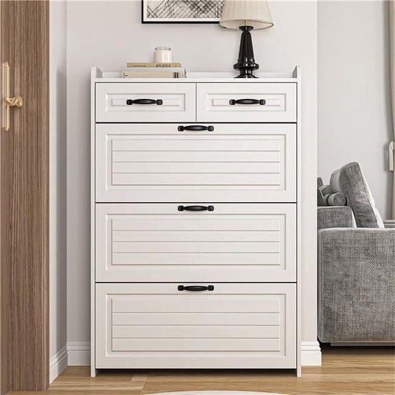 Liveditor QWE-WBWB11106 Narrow Shoe Cabinet With 3 Flip Drawers, Shoe Cabinet With 2 Drawers, Slim Shoe Organizer Rack For Entryway in White