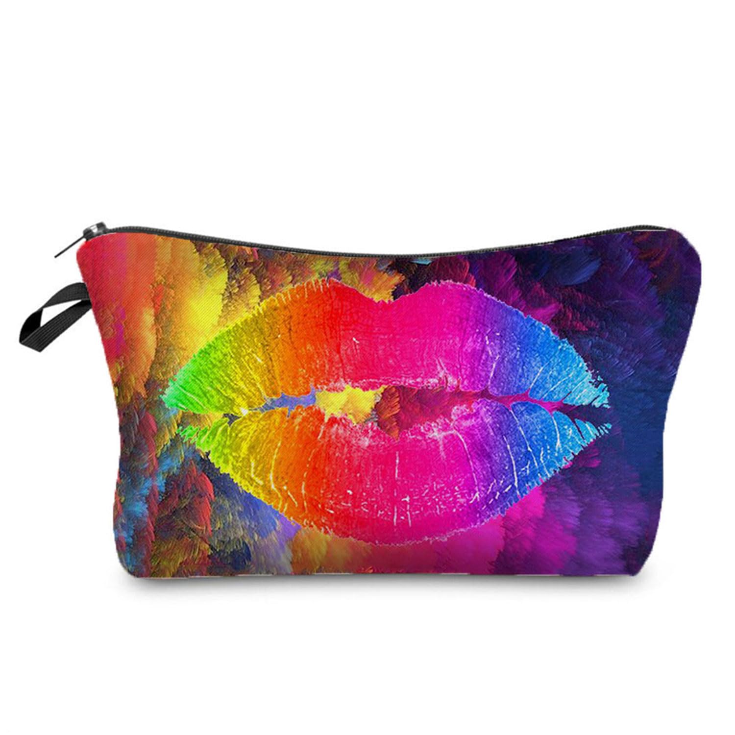 Livel lhood Lip Stylish Print Makeup Bag Cute Makeup Bag Travel Toiletry Zipper Pouch Organizer ...