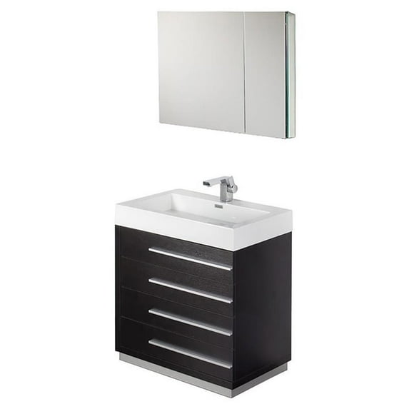 Fresca Fvn8030 Livello 30" Free Standing Single Basin Vanity Set - Black