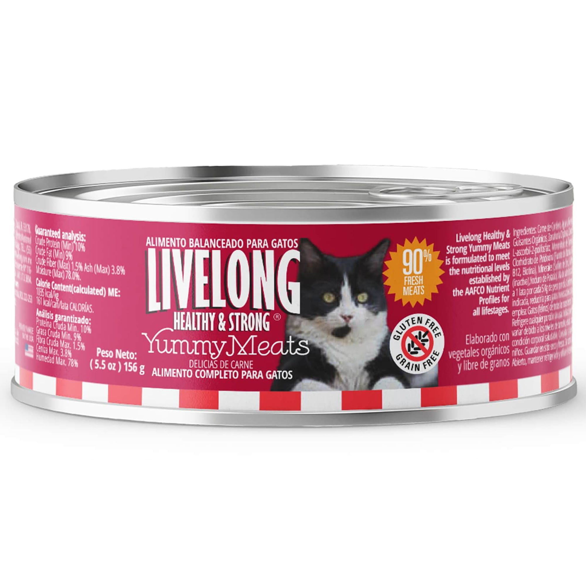 Livelong Healthy & Strong: 24 Pack: Yummy Meats - 5.5oz Cans, Wet Cat Food, High-Quality Meat, High Protein, All Natural, No Preservatives,