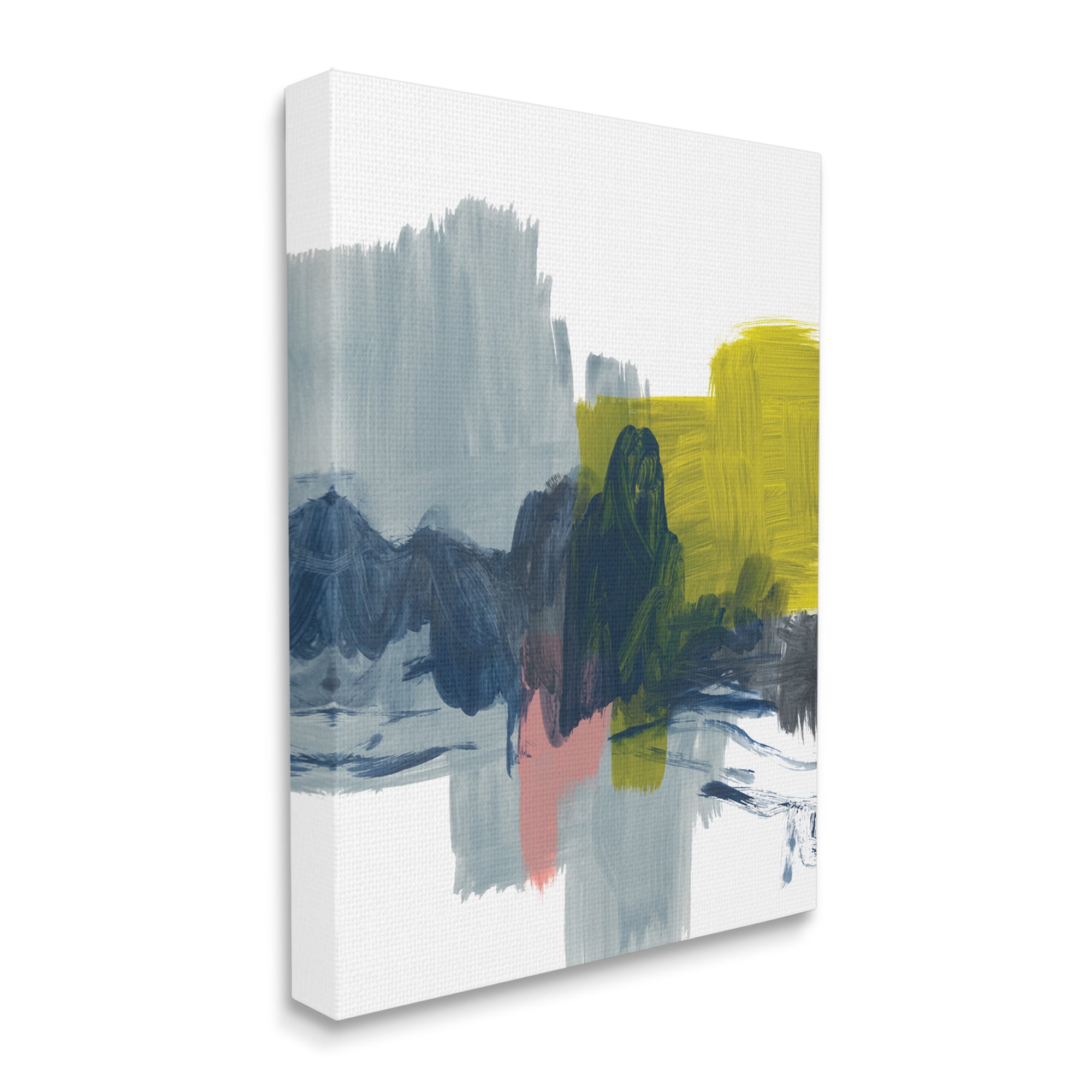Stupell Industries Lively Abstract Brush Strokes Blue Grey Yellow,36 x 48,Designed by Bronwyn Baker