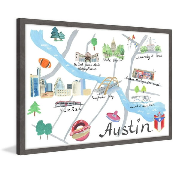 "Lively Austin" Framed Painting Print