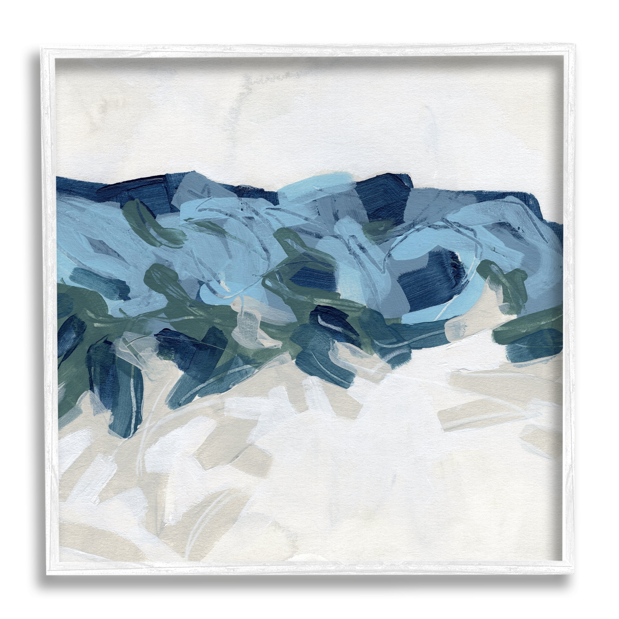 Lively Coastal Tide Abstraction Chaotic Wave Shapes Abstract Framed Art Print Wall Art, 17x17