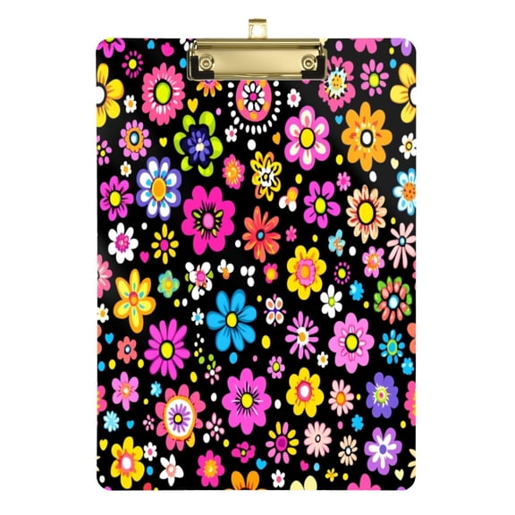 Lively Flower Field 12.5x9in Clipboard, Durable Acrylic with Metal Clip and Wall Hook for Office or Classroom