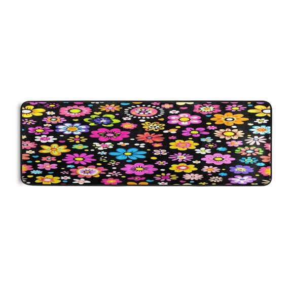Lively Flower Field 72x24" Runner Rug, Non-Slip Memory Foam Cushion, Anti-Crease for Hallways and Bedrooms