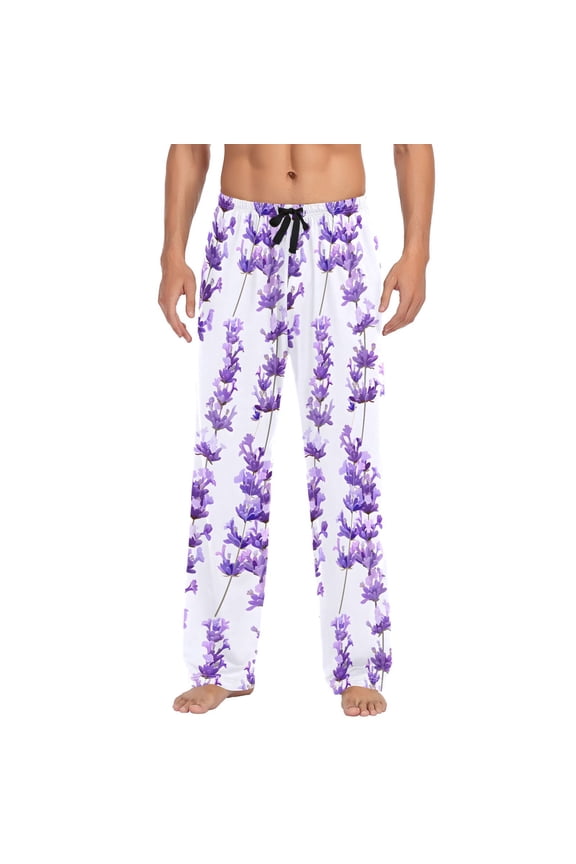 Lively Lavender Men's Pajama Pants Cotton Long Sleepwear Lounge Pants 2XL