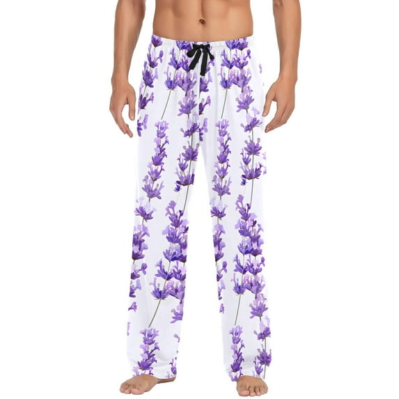 Lively Lavender Men's Pajama Pants Cotton Long Sleepwear Lounge Pants XL