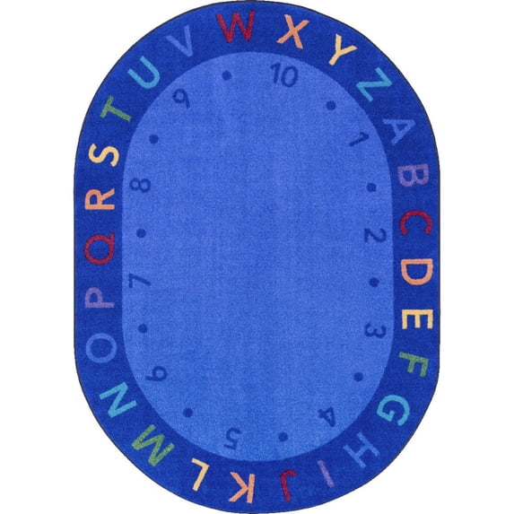Joy Carpets Kid Essentials Lively Letters 5'4" x 7'8" Oval Area Rug in Color Multi