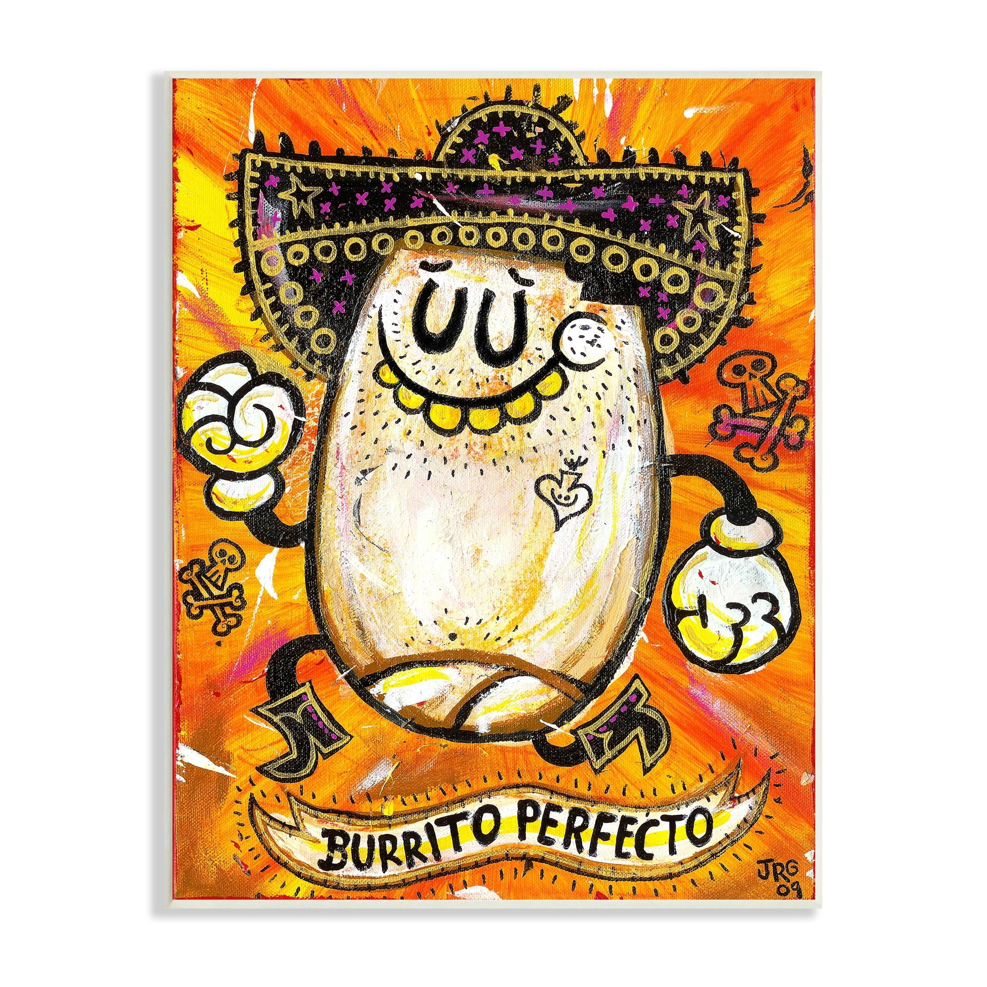 Lively Pop Style Burrito Contemporary Sombrero Hat Food & Beverage Graphic Art Unframed Art Print Wall Art