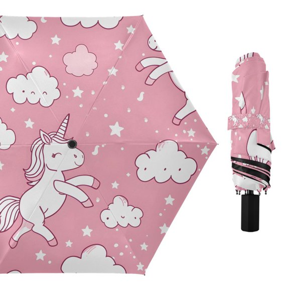 Lively Unicorn Star Cloud Compact Sun Umbrella Windproof Travel Umbrellas for Rain Strong Portable UV Protection