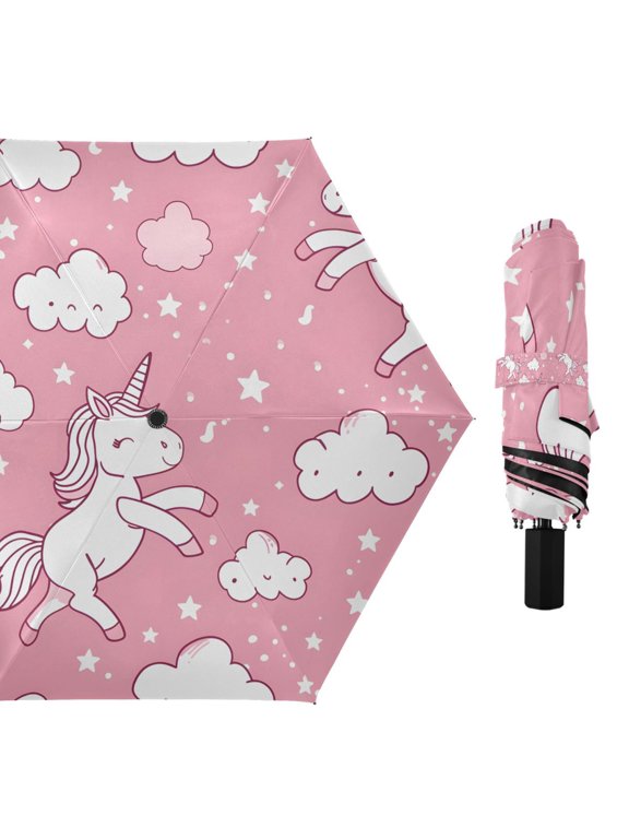 Lively Unicorn Star Cloud Compact Sun Umbrella Windproof Travel Umbrellas for Rain Strong Portable UV Protection