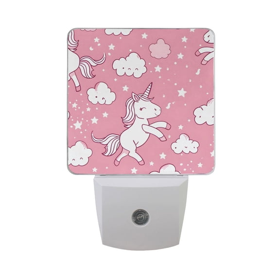 Lively Unicorn Star Cloud Night Light 2 Pack LED Nightlight Plug into Wall Dusk to Dawn Sensor Soft White