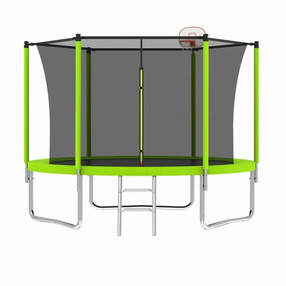 LivelyAant 14FT Outdoor Trampoline with Safety Net, Heavy-Duty Frame, Recreational Trampoline for Family Fun & Fitness