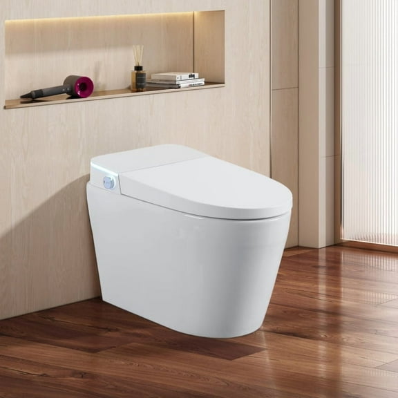 LivelyAant Tankless Smart Toilet with Built-In Bidet, One-Piece Design, Heated Seat, Auto Flush, Warm Water & Dryer, Remote Control