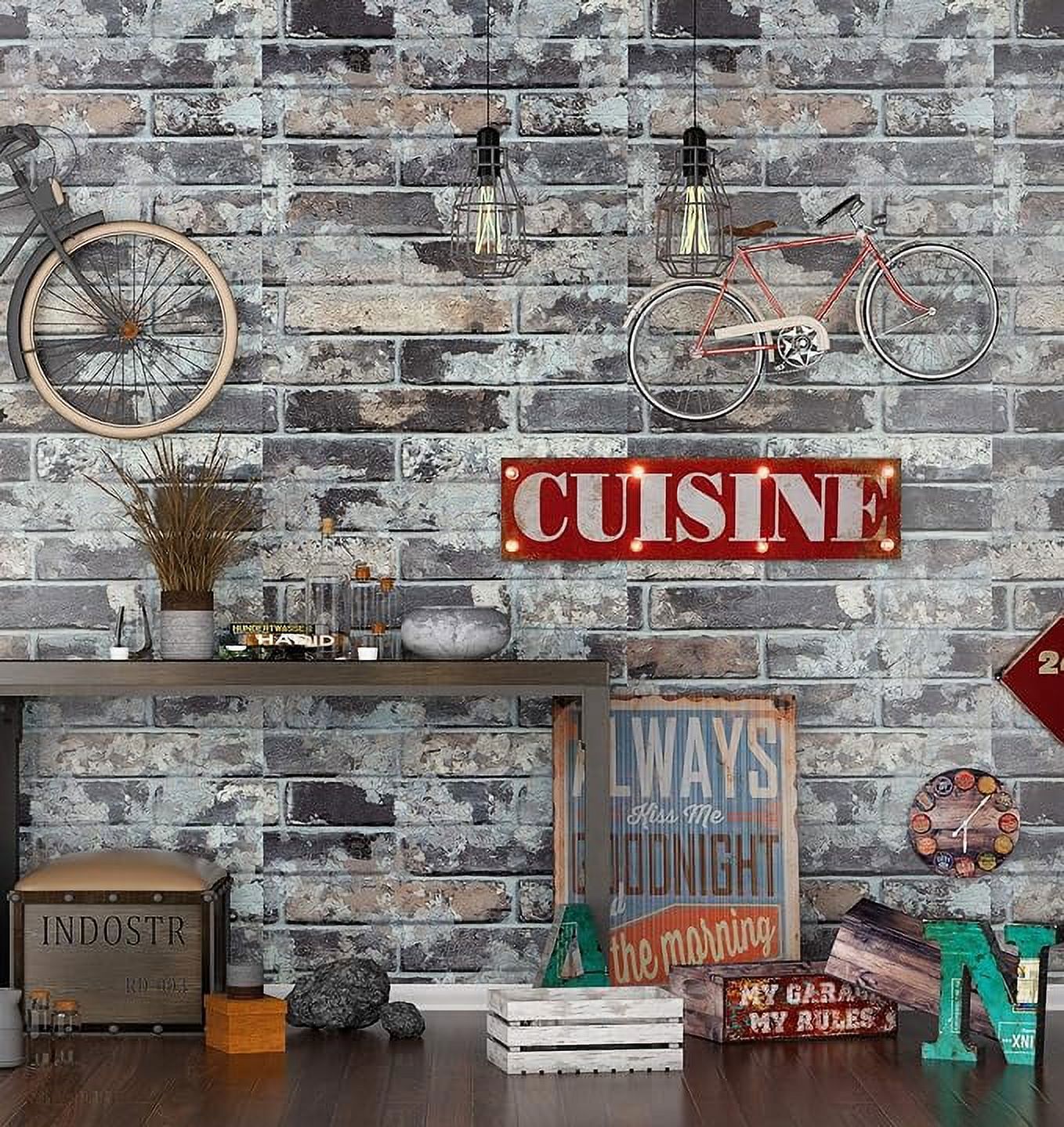 Livelynine 16X200 inch Grey Brick Wallpaper Peel and Stick Wall Paper