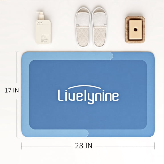 Livelynine Bath Mat, Rubber Mat, Rubber Bath Mat, PVC Material - Bathroom Mat Carpet, Double-Sided Non-Slip, Super Absorbent, Stain-Resistant, Fast Absorptionkeep Dry, Easy to Maintain, Light Blue