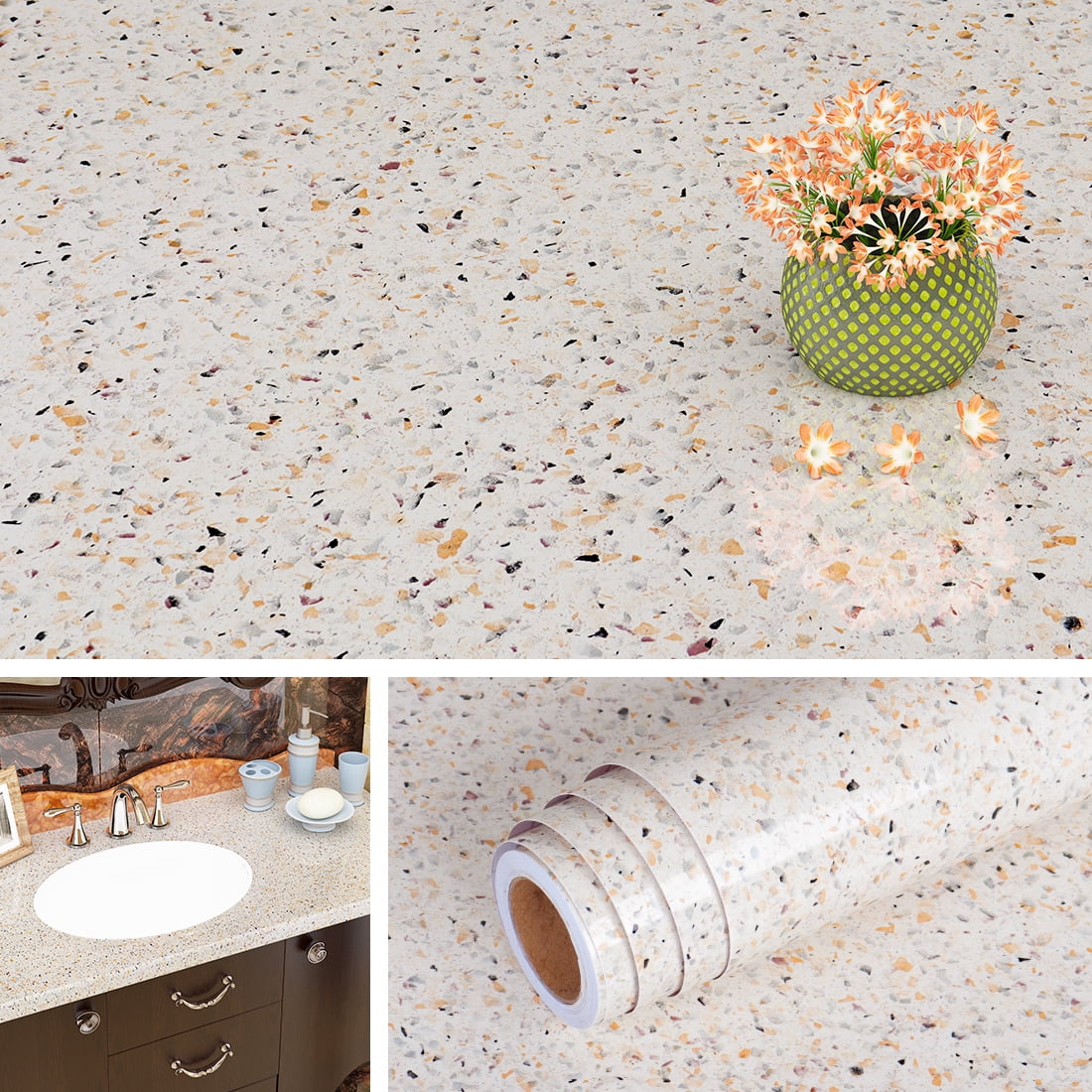 Livelynine Granite Contact Paper Peel and Stick for Countertops Desk