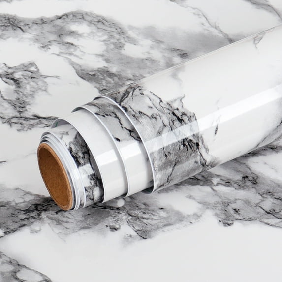 Livelynine Marble Wall Paper Self Adhesive 16x394 Inch Kitchen Countertop Wallpaper Peel and Stick Wallcovering Adhesive Shelf Liner Gray Marble Adhesive Paper Granite Vinyl Roll