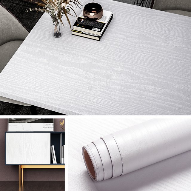 Livelynine Peel and Stick White Wood Wallpaper Wood Grain Contact Paper for Furniture Shelf Desk