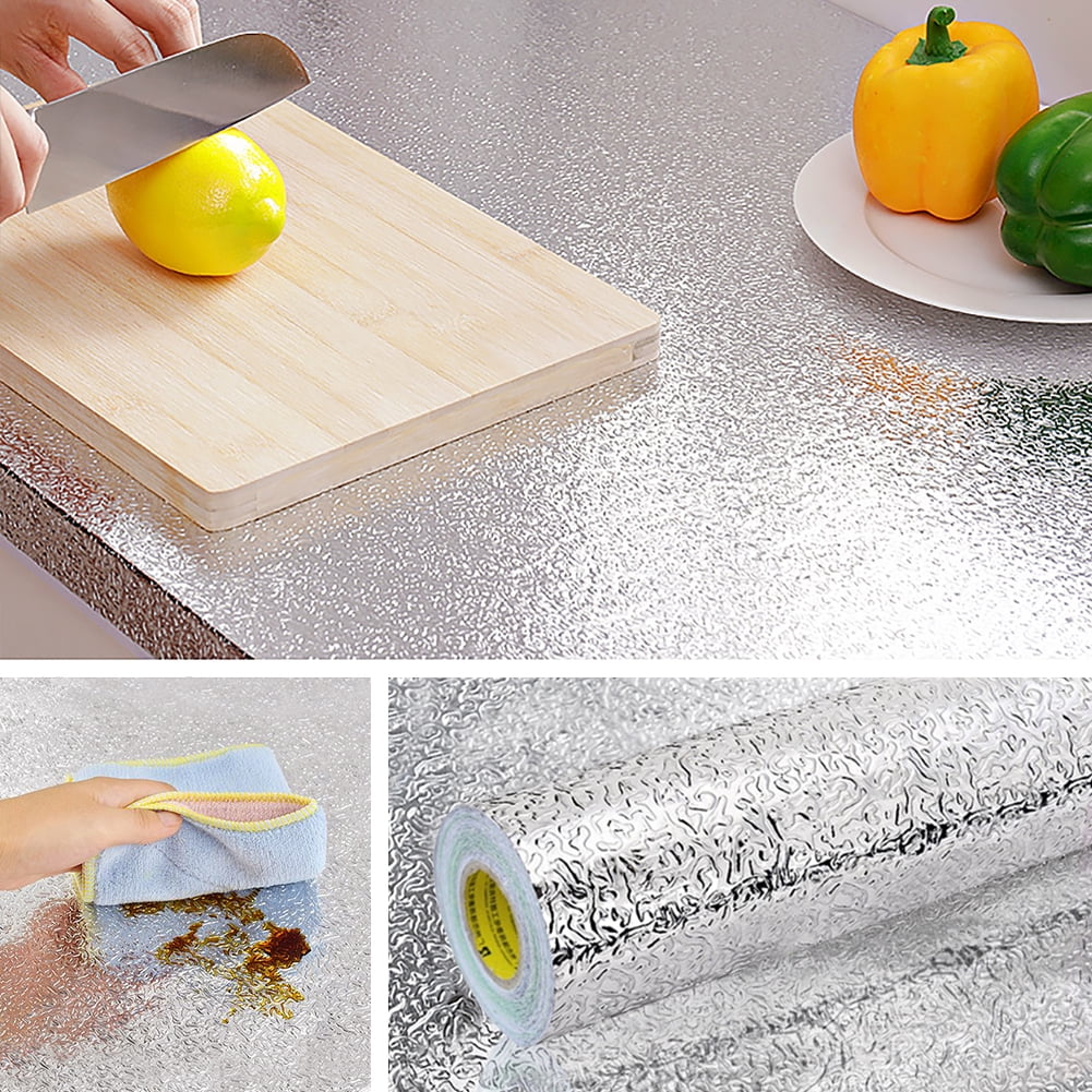 ZODIFEVI Kitchen Backsplash Stickers,15.7X196.9 inch, Self Adhesive Shelf Liner Drawer Liner Peel and Stick Foil Wallpaper Cabinets Shelf Sticker (