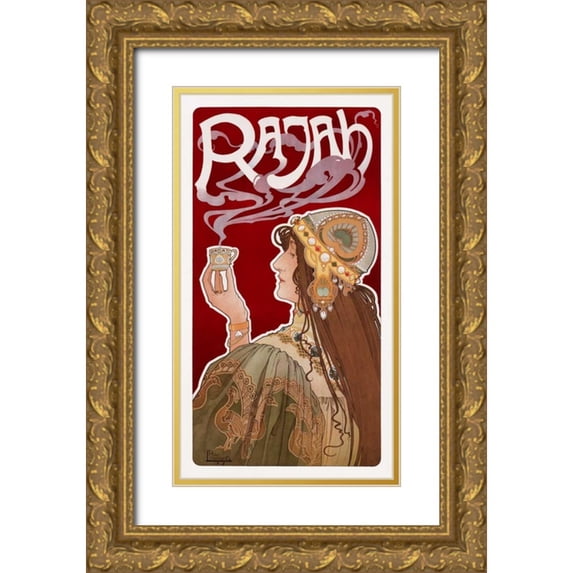 Livemont, Privat 15x24 Gold Ornate Wood Framed with Double Matting Museum Art Print Titled - Rajah