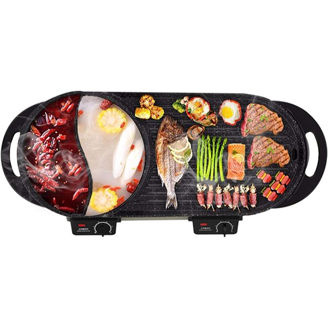 Liven Electric Grill With Hot Pot,Multifunctional Indoor Teppanyaki