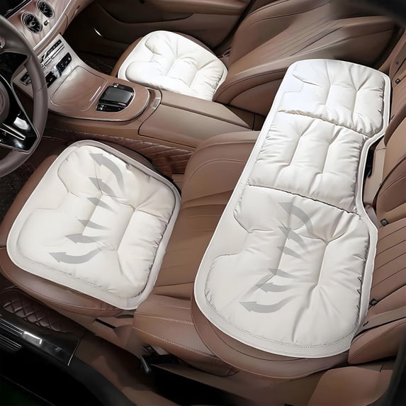 JEBTBFZE Memory Foam Car Seat Cushion with Lumbar Support, Soft Comfortable Seat Pad for Car, Office & Home Chair(Beige, 3-Piece Set)