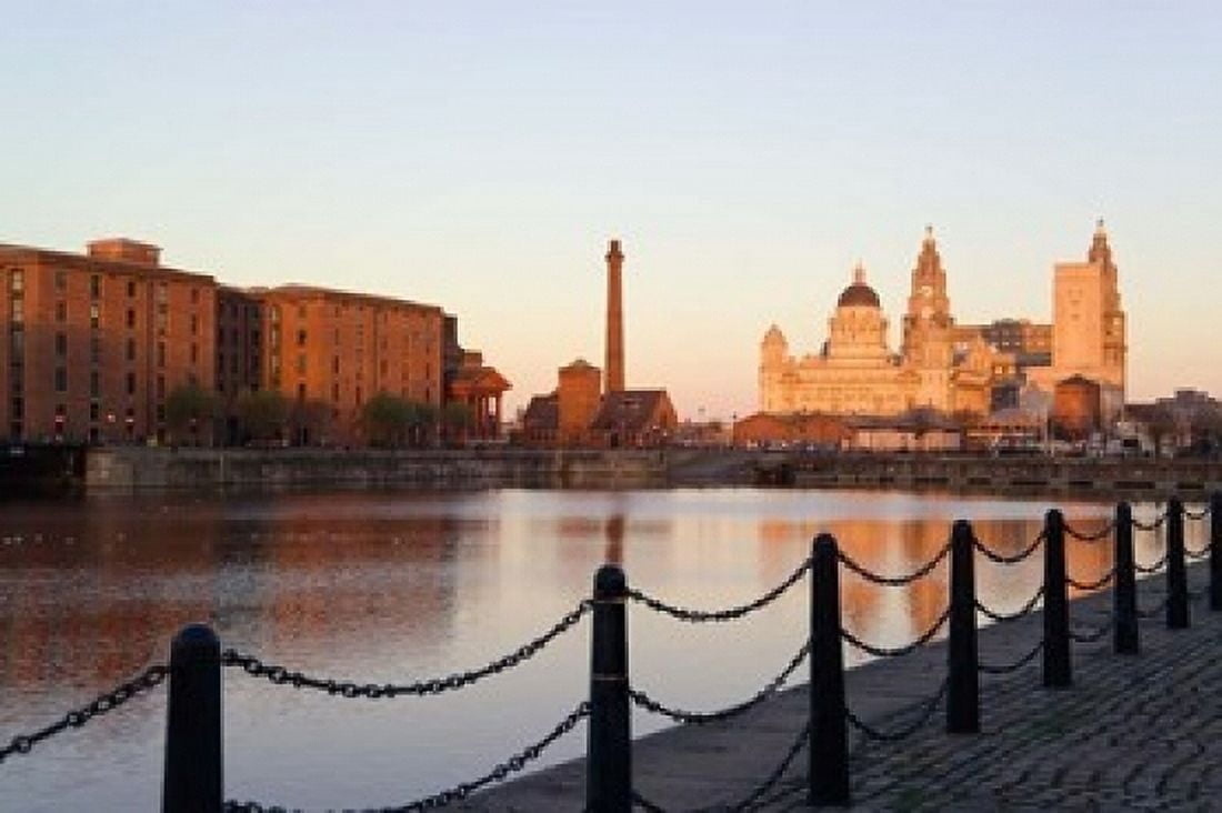 Liver Building from Albert Dock Liverpool Merseyside England Canvas Art - Paul Thompson DanitaDelimont (24 x 15)