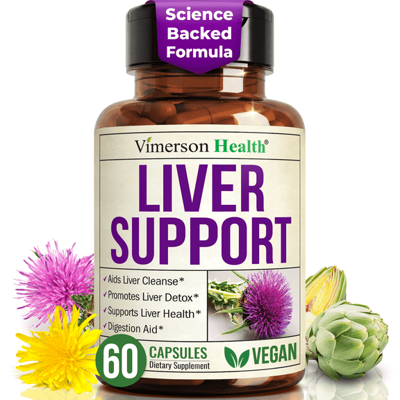 Liver Support with Milk Thistle, Chicory, Artichoke, Dandelion Root & Zinc - Herbal Liver Detox & Cleanse Support – Vegan Liver Supplement – 60 Count