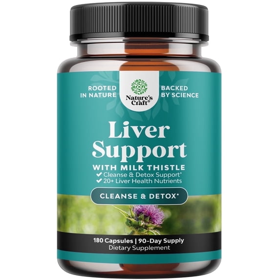 Natures Craft Liver Cleanse Detox & Repair, Liver Support Supplement with Milk Thistle, 180 Capsules