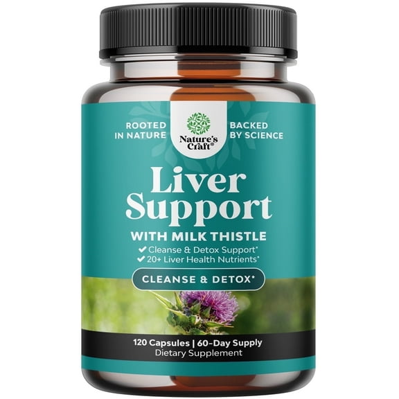 Natures Craft Liver Cleanse Detox & Repair, Liver Support Supplement with Milk Thistle, 120 Capsules