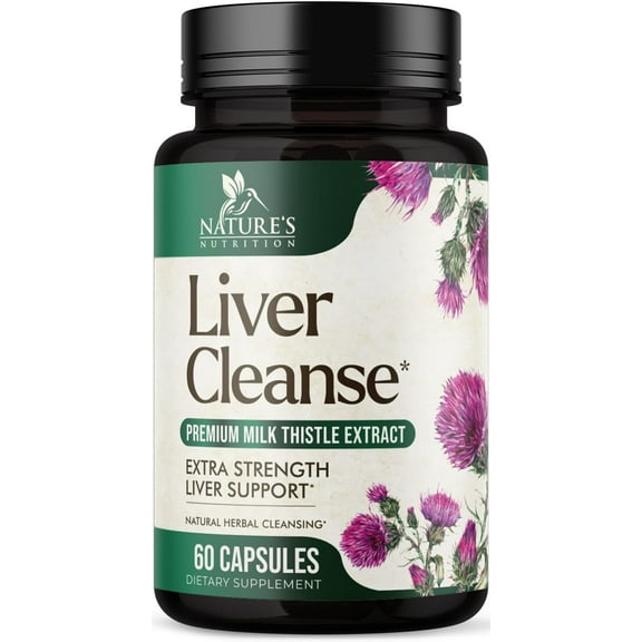Liver Cleanse Detox & Repair Formula - 20-in-1 Advanced Liver Support Supplement with Silymarin Milk Thistle, Dandelion Root, Artichoke Extract, Turmeric, Choline, & Beetroot - 60 Veggie Capsules