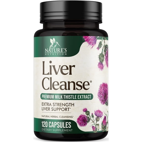 Gentle Liver Cleanse Detox & Repair Formula - Herbal Liver Supplement - Milk Thistle with Silymarin, Artichoke Extract, Dandelion, Beet Root, Chicory & Turmeric to Support Liver Health - 120 Capsules