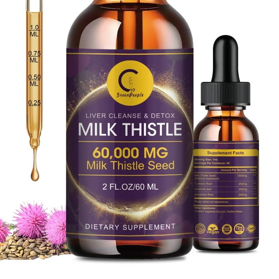 Liver Cleanse Detox & Repair - Herbal Liver Support Milk Thistle Supplement - Silymarin Milk Thistle Supplements - 2 FL OZ