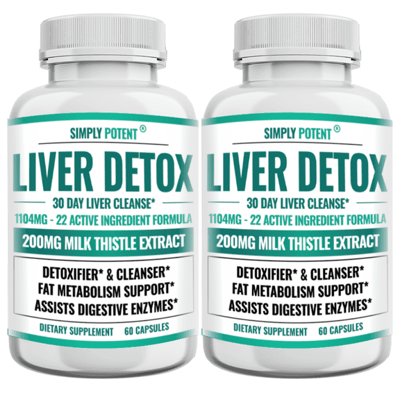 Simply Potents Liver Detox & Cleanse Supplement, 22 Ingredient Liver Support with Milk Thistle, Turmeric, 60 Capsules
