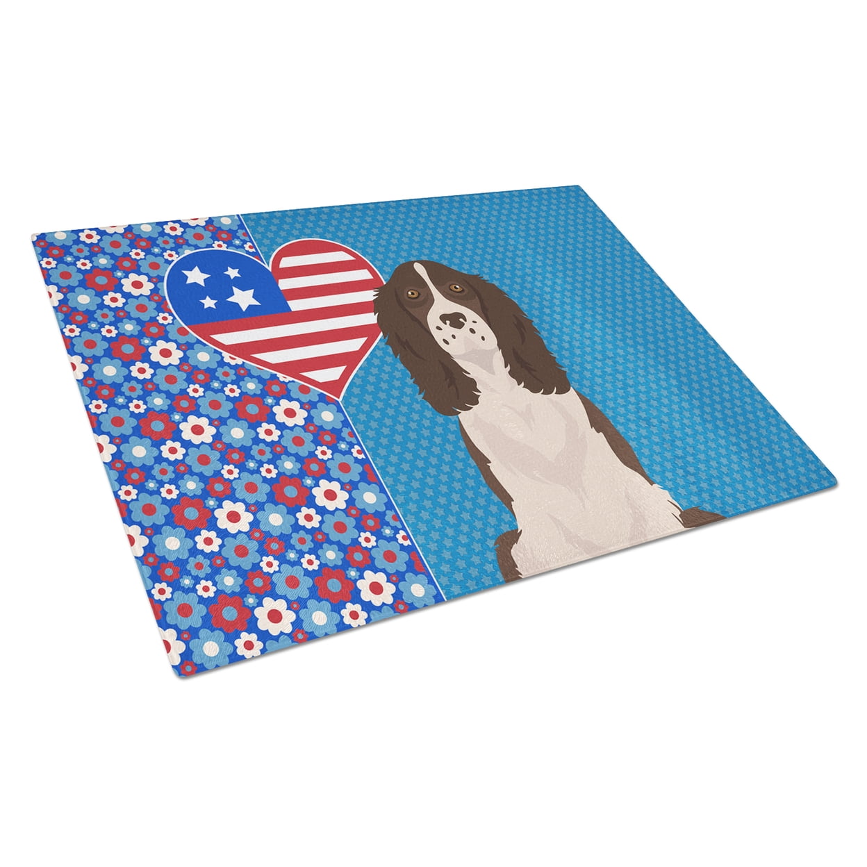Liver English Springer Spaniel Glass Cutting Board Large 12 in x 15 in