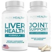 Liver Health Formula for Liver Cleanse & Detox and Joint Support Supplement for Joint Health, Bundle Pack by Purehealth Research