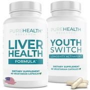 Liver Health Formula for Liver Cleanse & Detox and Youth Switch Anti Aging Supplement, Bundle Pack by PureHealth Research