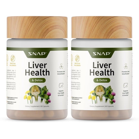 Liver Health Support Snap Supplements, Liver Cleanse Detox and Repair Formula, 60 Capsules - 2 Pack